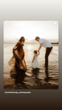 Load image into Gallery viewer, Ready to ship show off those shoulders dress sheer rusty brown chiffon