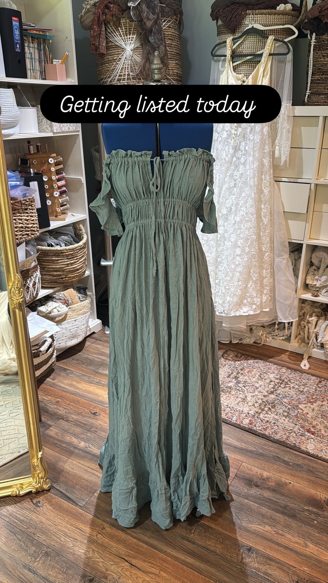 Ready to ship always and forever  coastal blue linen cotton dress