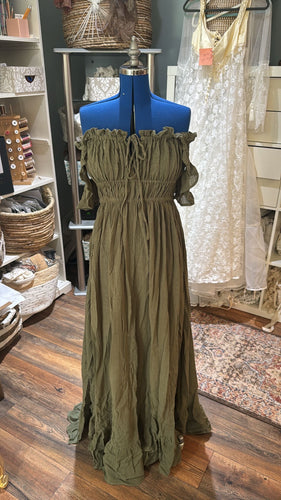 (Olive) Ready to ship Always and Forever dress Olive  color linen cotton