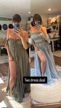 Load image into Gallery viewer, Two dress deal Olive always and forever dress and Ready to ship sale new blue color chiffon mystical wonders two piece dress