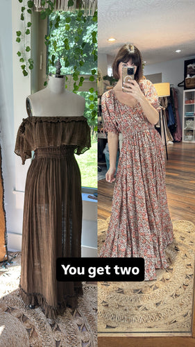 Two dress deal ready to ship off shoulder hand dye prairie dresses