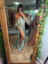 Load image into Gallery viewer, Hand dyed coastal calm color show off those shoulders sheer lace