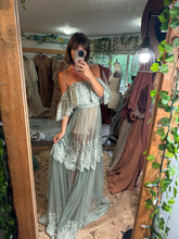 Load image into Gallery viewer, Hand dyed coastal calm color show off those shoulders sheer lace