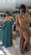 Load image into Gallery viewer, Two dress deal teal hand dye Sonoma and  Daydream dress in tan beige gauze fits small to xl sale ready to ship (Copy)
