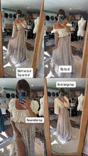 Load image into Gallery viewer, Ready to ship sale three top with skirt crinkle beige floral print