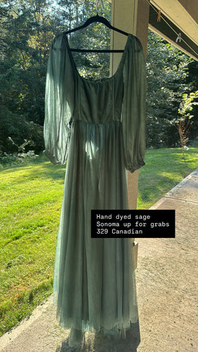 Sonoma dress hand dyed sage rts