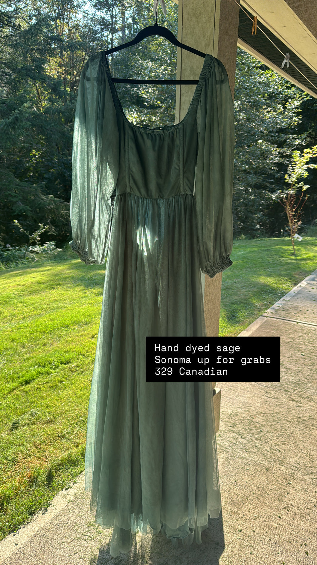 Sonoma dress hand dyed sage rts