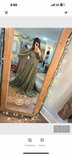 Load image into Gallery viewer, Preorder allow 6-8 week olive cotton linen ruffle me right up dress maternity friendly
