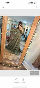 Preorder allow 6-8 week olive cotton linen ruffle me right up dress maternity friendly