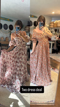 Load image into Gallery viewer, Two dress deal mushroom crinkle poetry two piece dress and print prairie hearts floral ready to ship