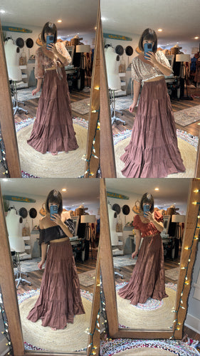 Four tops with a hand dyed skirt ready to ship