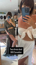 Load image into Gallery viewer, ready to ship two dress deal sale Olive simply two piece and Bring it off white with tulle overlay two piece dress