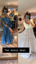 Load image into Gallery viewer, (Two dress deal) obsess dress ivory with Ready to ship soft denim Rapture dress - sale