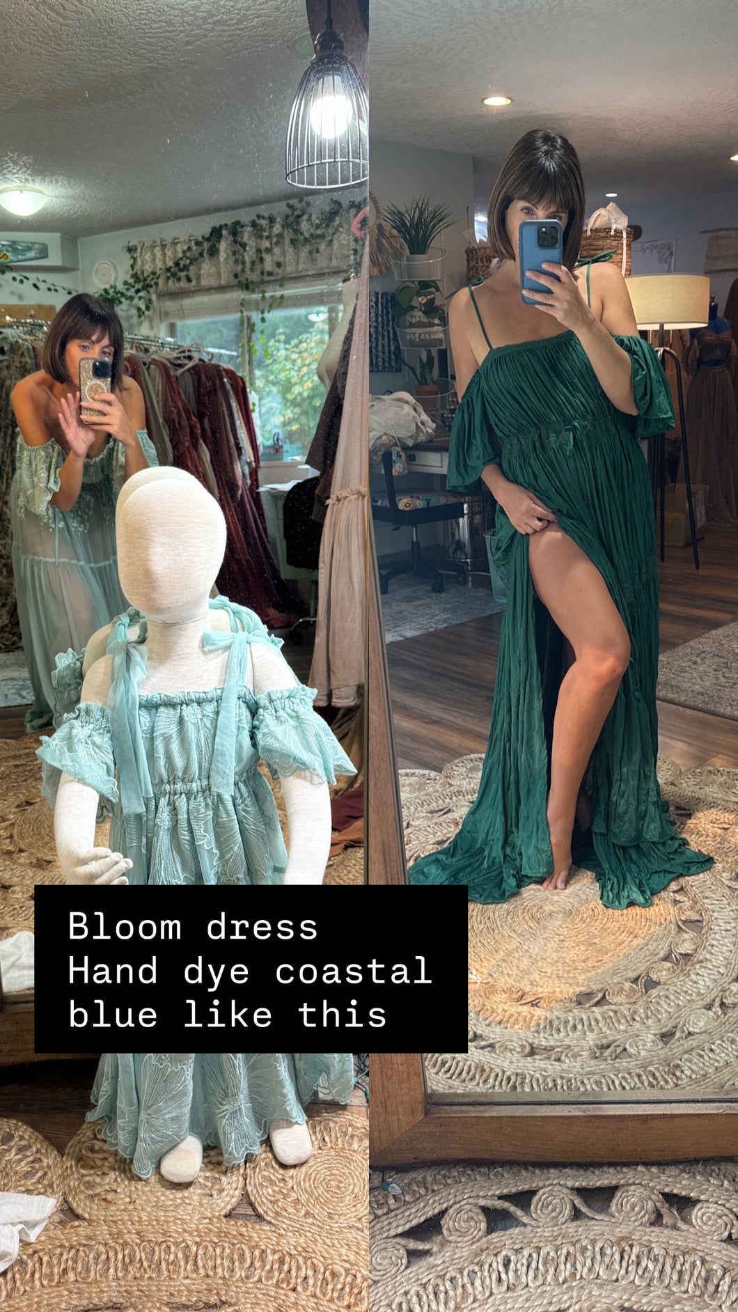 Athena plus custom dye coastal blue bloom dress