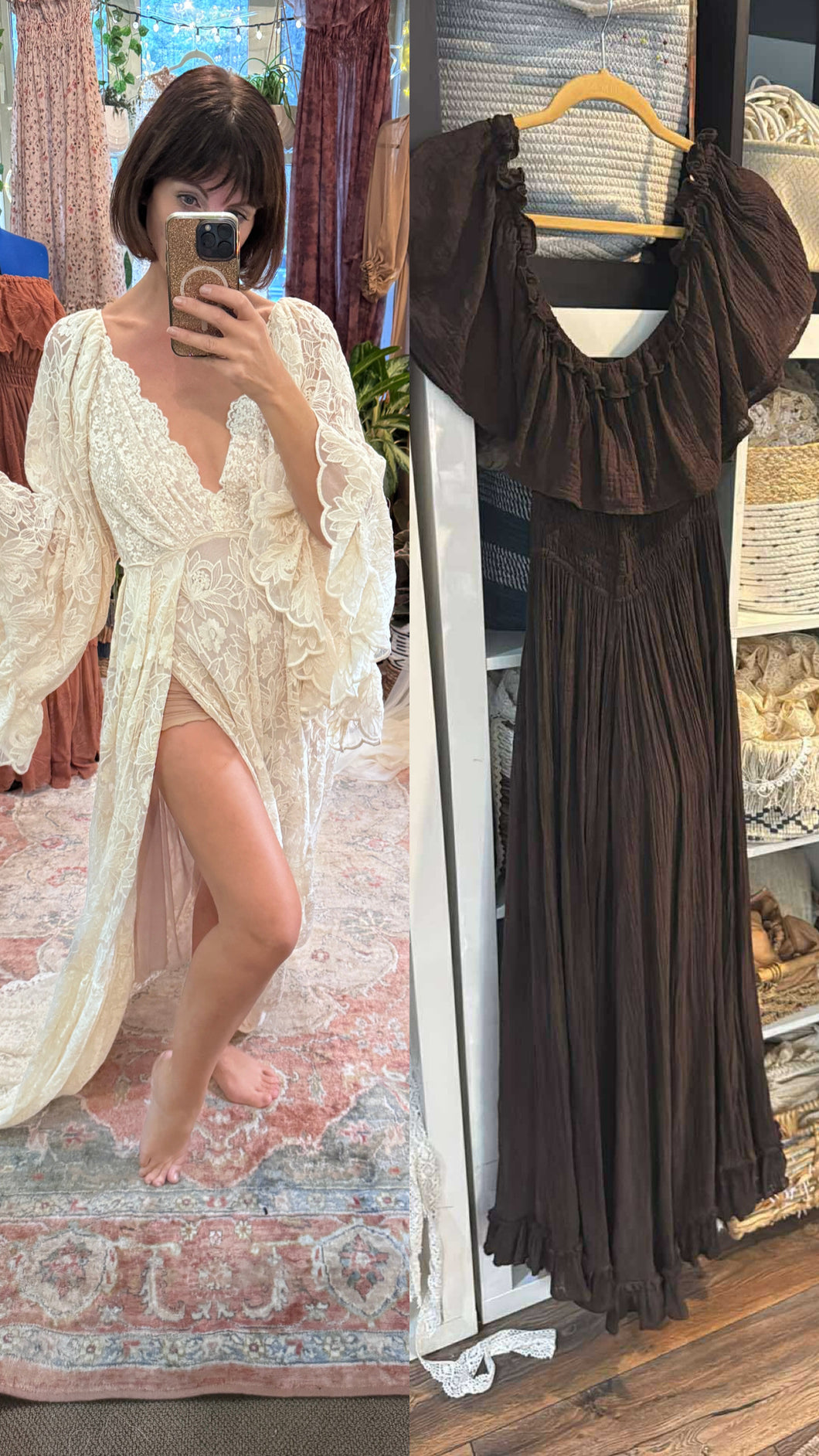 Two dress - much love with show off shoulders hand dye Brown rts