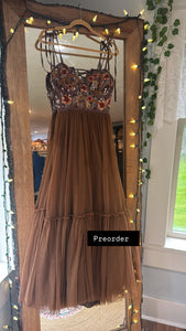 Preorder Hey Babe hand dye brown with embroidery embellishments allow four to six week (each is one of a kind)