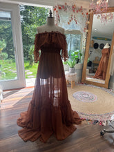 Load image into Gallery viewer, Two dress deal show off those shoulders chiffon sheer brown with Euphoria dress off white ivory