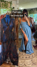 Load image into Gallery viewer, Ready to ship FLASH SALE two dress deal Kara robe navy floral sheer with we belong denim dress