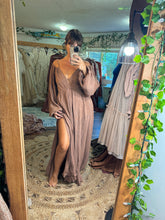 Load image into Gallery viewer, Hand dyed not perfect  purely abundant dress brown ready to ship