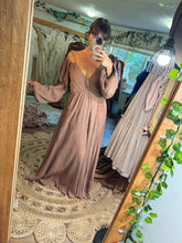 Load image into Gallery viewer, Hand dyed not perfect  purely abundant dress brown ready to ship