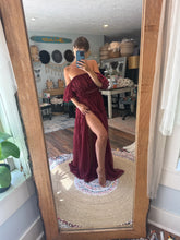 Load image into Gallery viewer, Preorder allow 6-8 week mystical wonders Merlot chiffon lined in linen cotton two piece dress