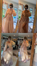 Load image into Gallery viewer, Ready to ship hand dyed tulle and lace two piece (peach) reversible