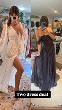 Load image into Gallery viewer, Ready to ship  two dress deal love bird dress hand dyed plum brown and bloom where you are robe dress in off white lace sale
