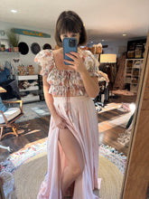 Load image into Gallery viewer, Ready to ship blush satin A New Day two piece dress with print lullaby top (reversible)