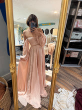 Load image into Gallery viewer, Ready to ship blush satin A New Day two piece dress with print lullaby top (reversible)
