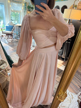 Load image into Gallery viewer, Ready to ship blush satin A New Day two piece dress with print lullaby top (reversible)