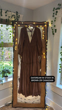 Load image into Gallery viewer, Daydream in deep brown crinkly cotton dress small-xl ready to ship (reversible)