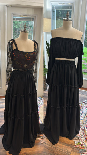 Two top one skirt - custom black corset top with you glow girl satin two piece ready to ship