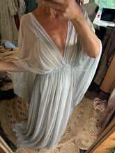Load image into Gallery viewer, Preorder allow 8 weeks Magic Maker sheer gown in glitter mesh (shown in blue grey) available in nude blush and black. Fits adjustable xs-xl