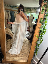 Load image into Gallery viewer, Preorder allow 8 weeks Magic Maker sheer gown in glitter mesh (shown in blue grey) available in nude blush and black. Fits adjustable xs-xl