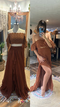 Load image into Gallery viewer, (With extra rust poetry skirt ) Ready to ship brown - new Brown - so Sara two piece dress