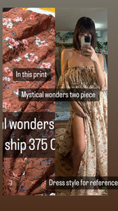 Ready to ship Mystical Wonders two piece dress in crinkle brown floral