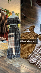 Reserved brown plaid two piece/mustard plaid kids dress