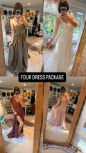Load image into Gallery viewer, Ready to ship four dress bundle package smitten off white dress, brown short sleeve soul mate and you glow girl beige peach we belong to piece sample sale cotton brown
