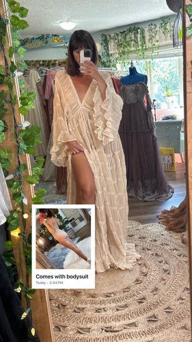 (Preorder) allow 6-8 week Wonderment and awe dress in nude blush sheer comes with bodysuit
