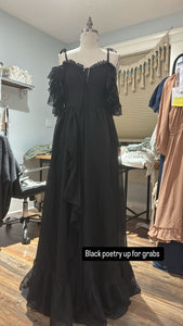 Poetry black chiffon ready to ship maternity friendly dress