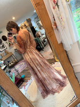 Load image into Gallery viewer, Sugar sugar dress ready to ship with linen cotton lining and vintage lovers print tulle overlay sale