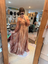 Load image into Gallery viewer, Sugar sugar dress ready to ship with linen cotton lining and vintage lovers print tulle overlay sale
