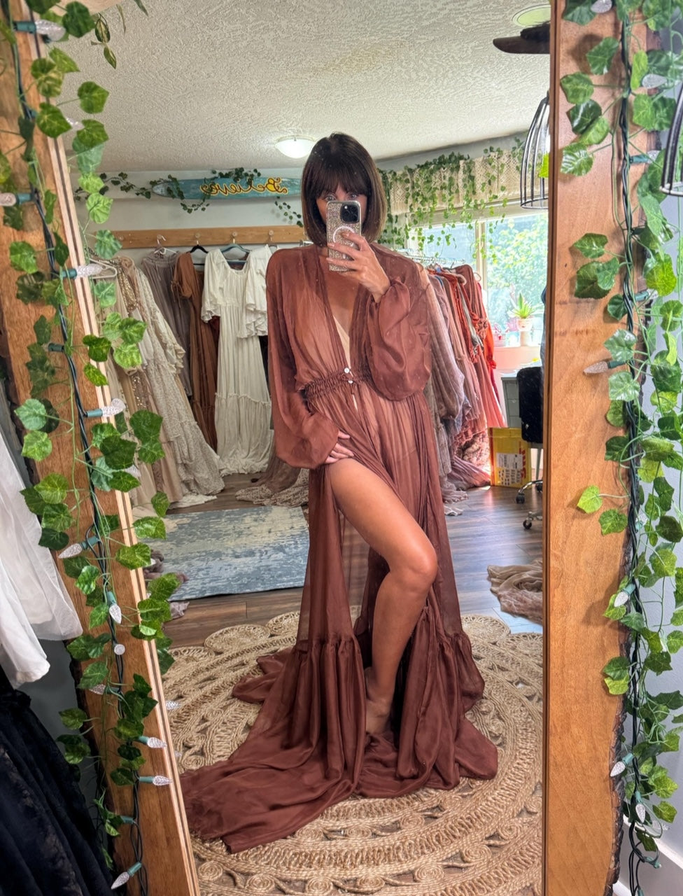 Ready to ship on sale rustic rose sheer perfection chiffon robe